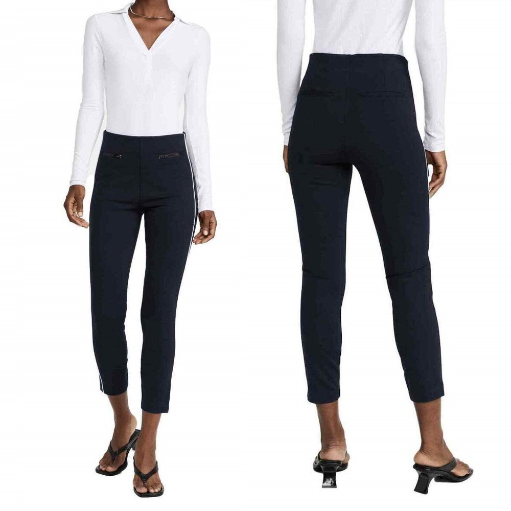 NWT New $128 Spanx Perfect Pant Ankle Piped Skinny Navy Pant Size M Petite